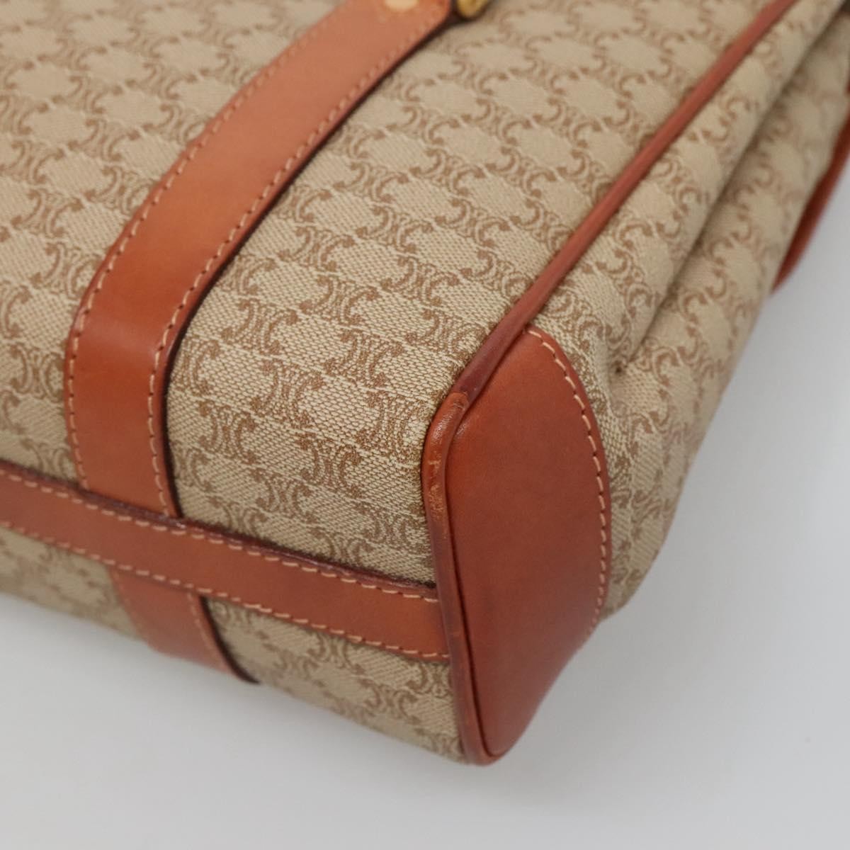 Celine Vintage Macadam Handbag Canvas, BEIGE, CANVAS, Handbag