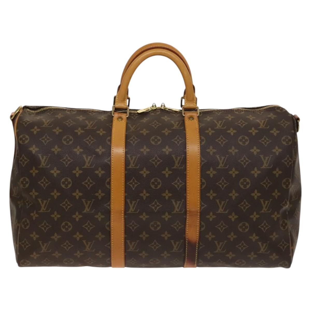 Louis Vuitton Keepall Bandouliere Bag Monogram Canvas, BROWN, CANVAS, Travel bag