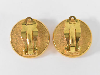 Chanel CC Hoop Clip-On Earrings Crystal Embellished Metal, GOLD, GOLD_PLATED, Earrings