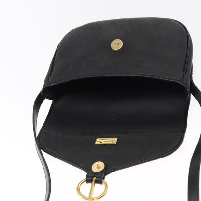 Christian Dior Vintage Honeycomb Flap Crossbody Bag Coated Canvas, BLACK, CANVAS, Shoulder bag