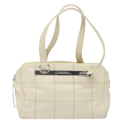 Chanel Chocolate Bar CC Bowler Bag Caviar skin, WHITE, LEATHER, Handbag