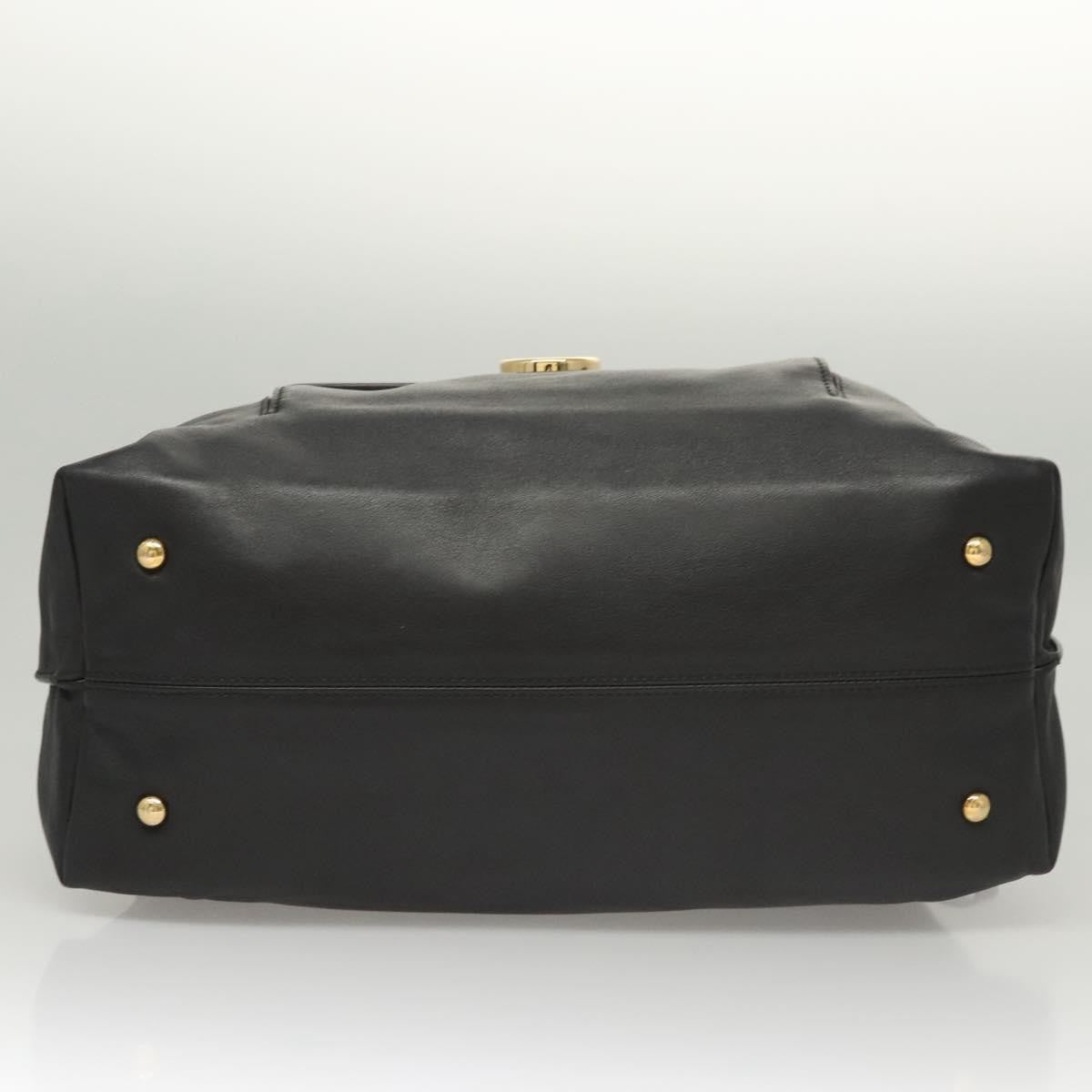 Salvatore Ferragamo Gancini handbag Leather, BLACK, LEATHER, Handbag