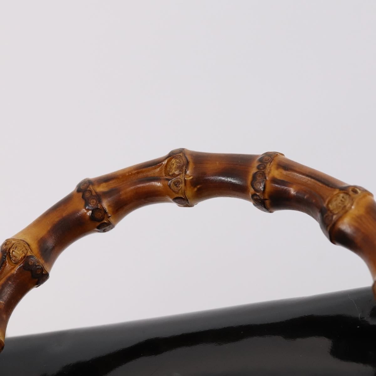 Gucci Vintage Bamboo Backpack Patent, BLACK, PATENT_LEATHER, Backpack