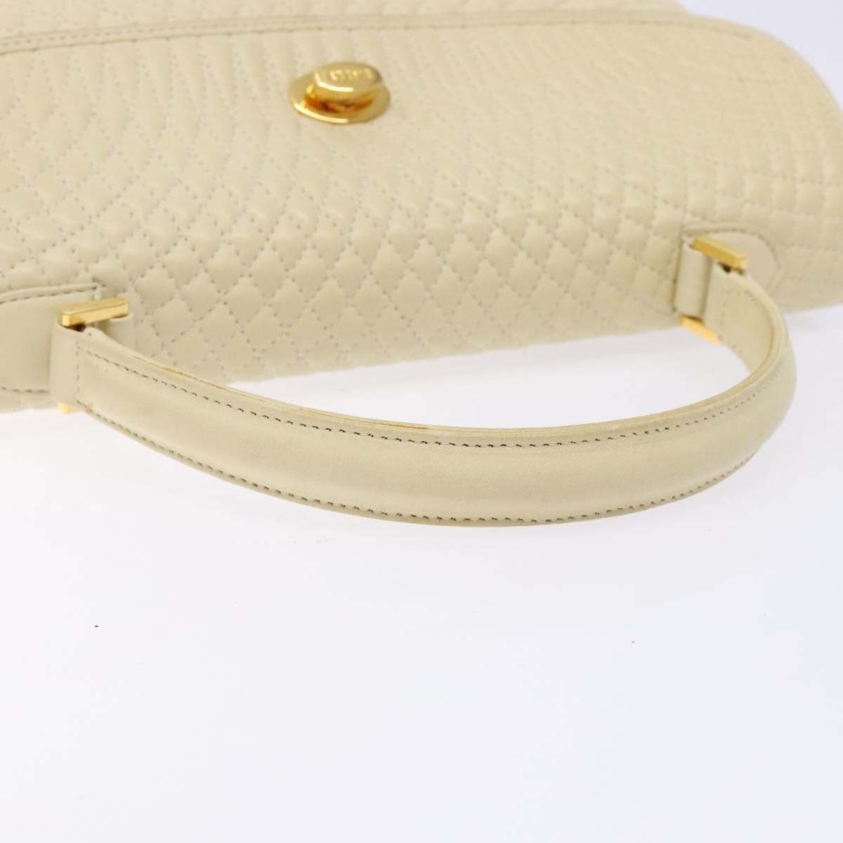 Bally Vintage Flap Handbag Quilted Leather, Ecru, Leather, Handbag