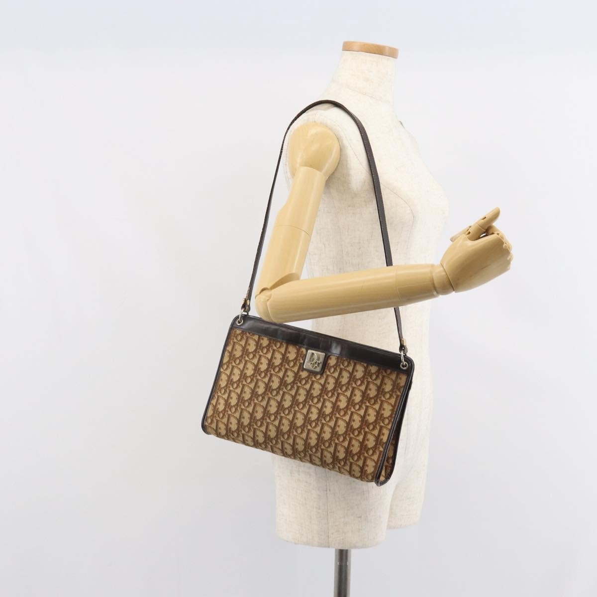 Christian Dior Vintage Trotter Shoulder Bag Canvas, BROWN, CANVAS, Shoulder bag