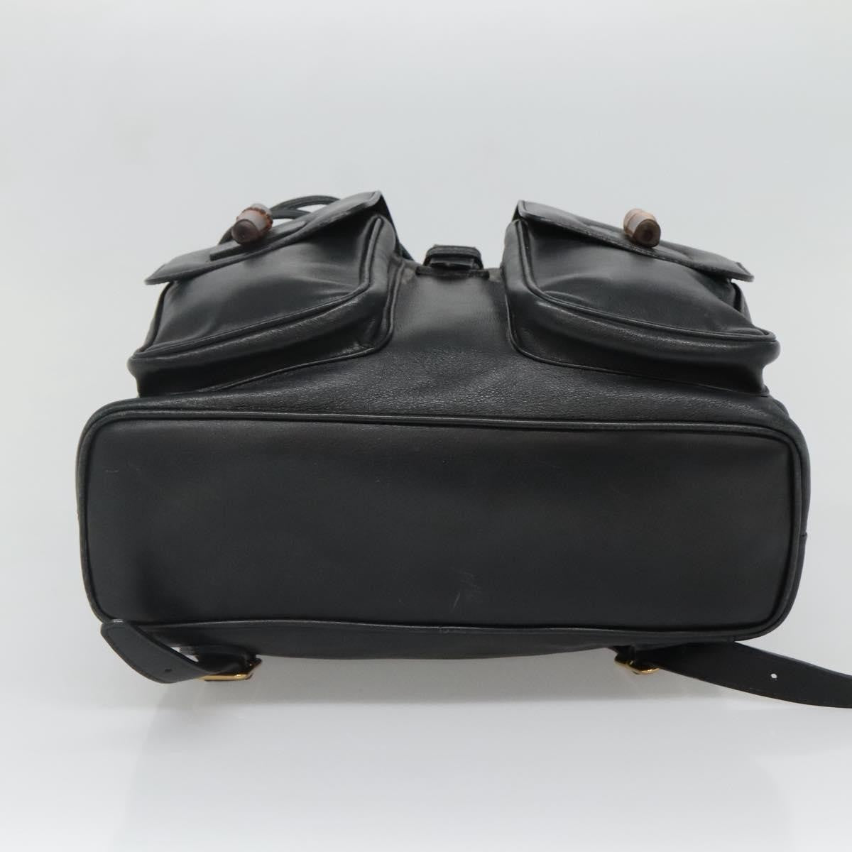 Gucci Vintage Bamboo Backpack Leather, BLACK, LEATHER, Backpack