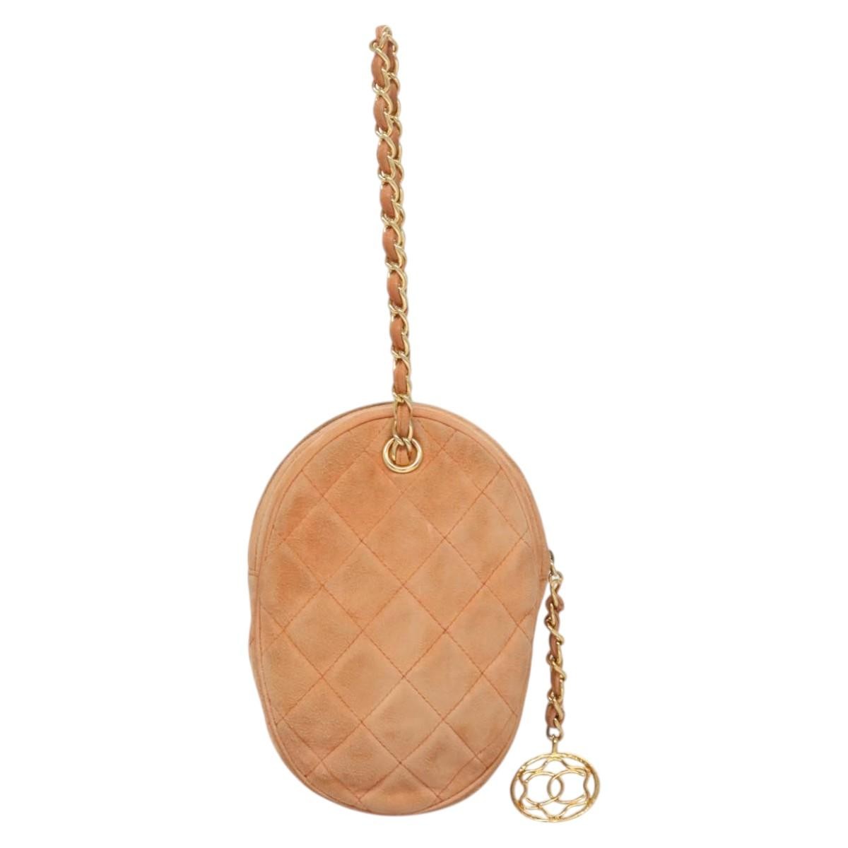 Chanel Coco Charm Wristlet Pouch Multicolor Canvas, ORANGE, SUEDE, Clutche & pouche