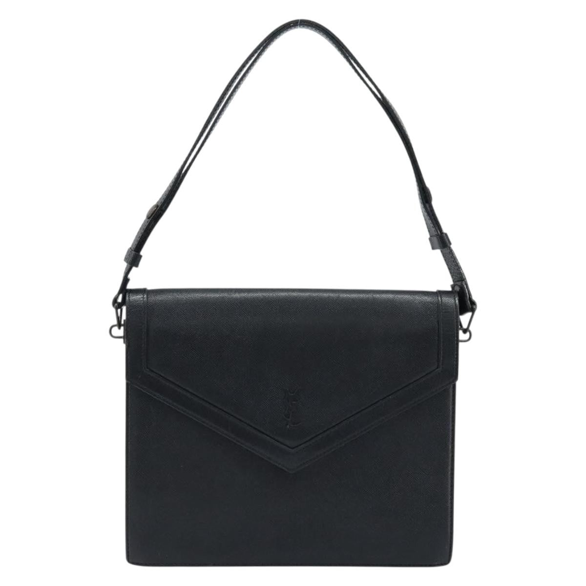 Saint Laurent Vintage Handbag Leather, BLACK, LEATHER, Handbag