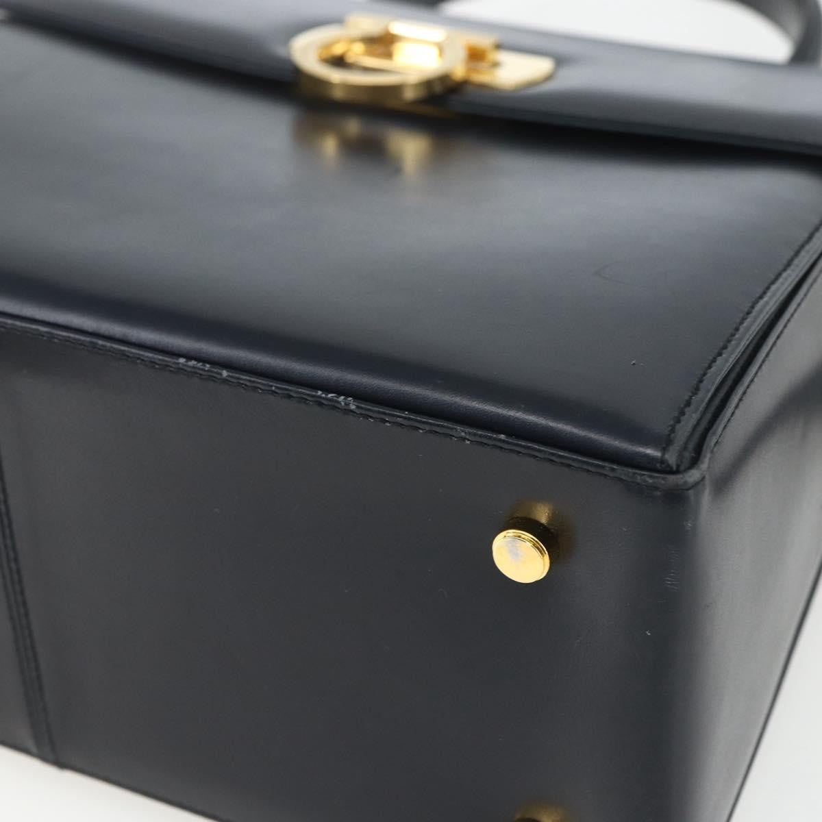 Salvatore Ferragamo Gancini Convertible Top Handle Bag Leather, NAVY, LEATHER, Handbag
