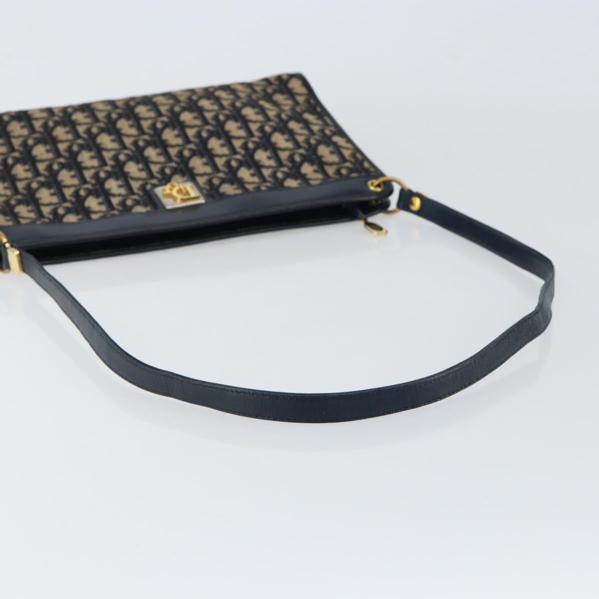 Christian Dior Vintage Trotter Shoulder Bag Canvas, NAVY, CANVAS, Shoulder bag