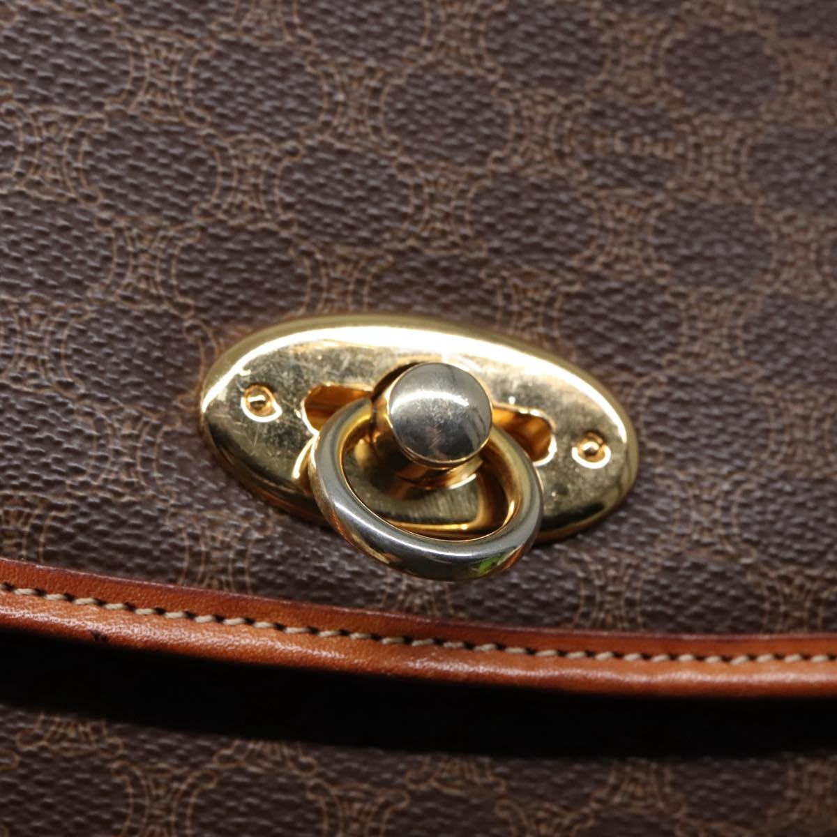 Celine Vintage Macadam Handbag Canvas and Leather, BROWN, CANVAS, Handbag
