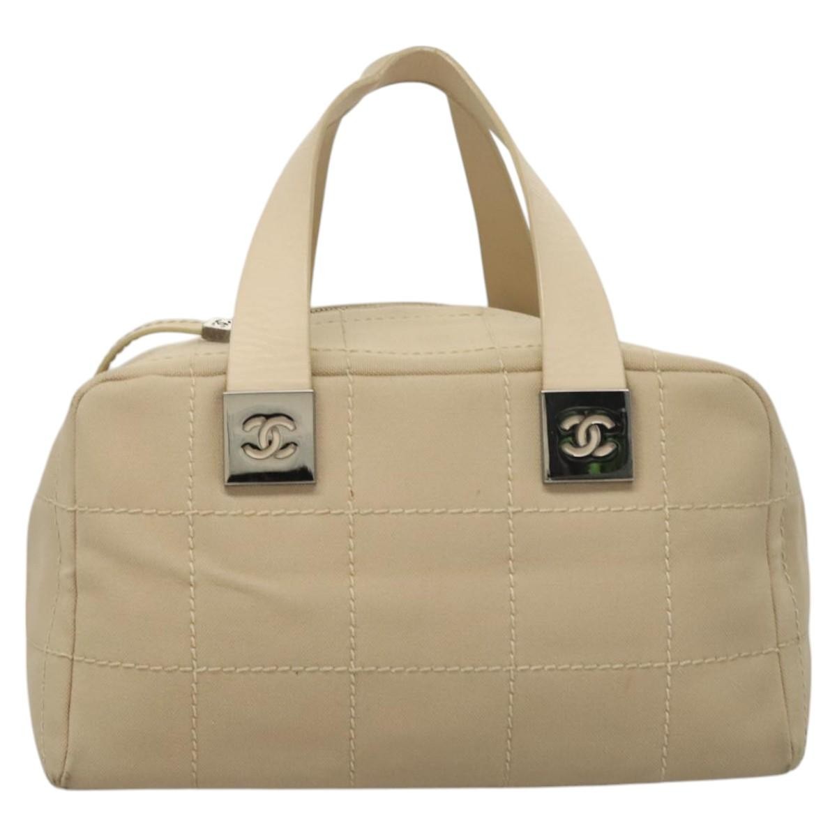 Chanel Chocolate Bar CC Bowler Bag Canvas, BEIGE, CANVAS, Handbag