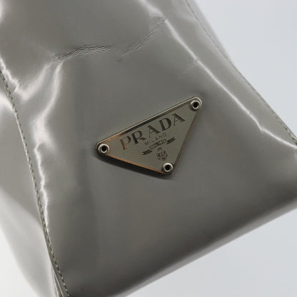 Prada Resin Handle Tote Patent Leather, GRAY, PATENT_LEATHER, Handbag