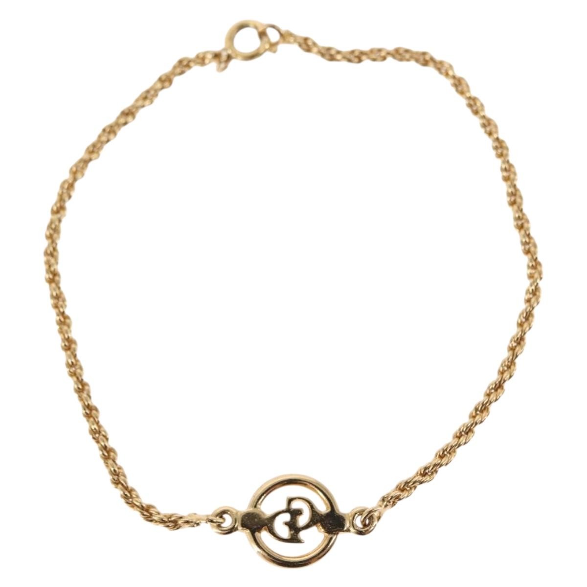 Christian Dior Vintage Logo Bracelet Metal, GOLD, METAL, Bracelet