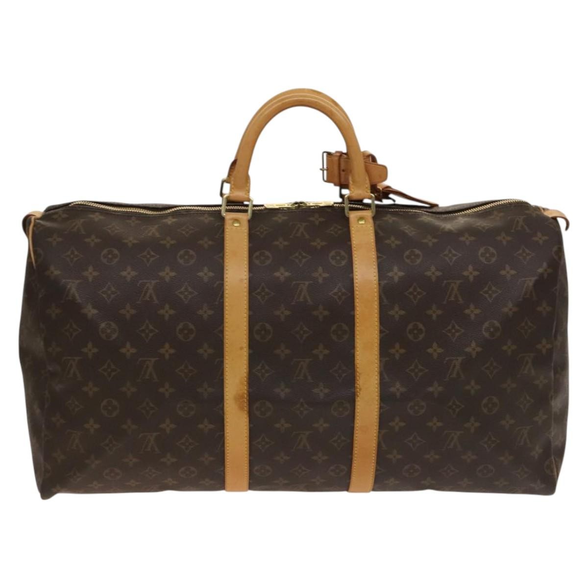 Louis Vuitton Keepall Bag Monogram Canvas, BROWN, CANVAS, Travel bag