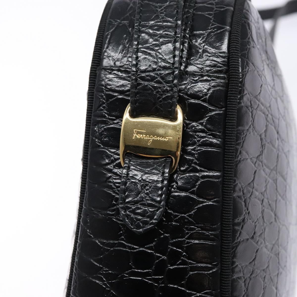 Salvatore Ferragamo Vala Shoulder Bag Leather, BLACK, LEATHER, Shoulder bag