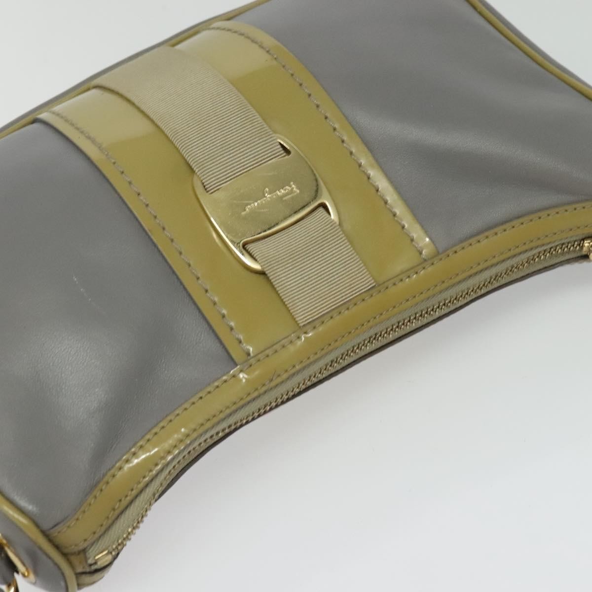 Salvatore Ferragamo Vala Shoulder Bag Leather, GRAY, LEATHER, Shoulder bag