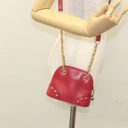 Celine Zip Around Chain Shoulder Bag Leather, RED, LEATHER, Shoulder bag