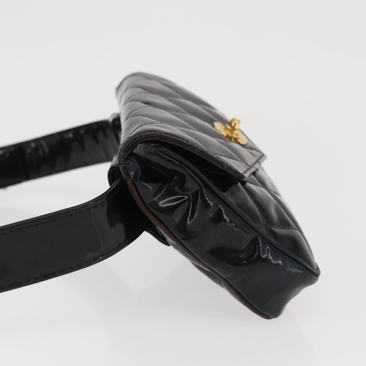 Chanel Vintage CC Flap Waist Bag Patent Leather, BLACK, PATENT_LEATHER, Clutche & pouche