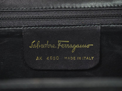 Salvatore Ferragamo Gancini Shoulder Bag Leather, BLACK, LEATHER, Shoulder bag