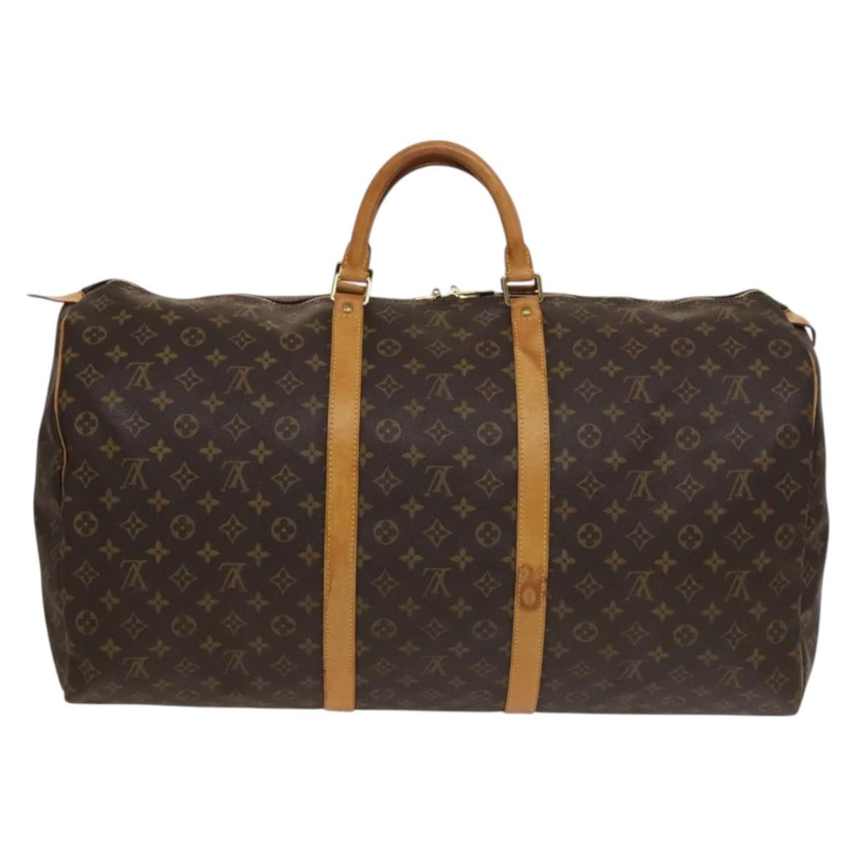 Louis Vuitton Keepall Bag Monogram Canvas, BROWN, CANVAS, Travel bag