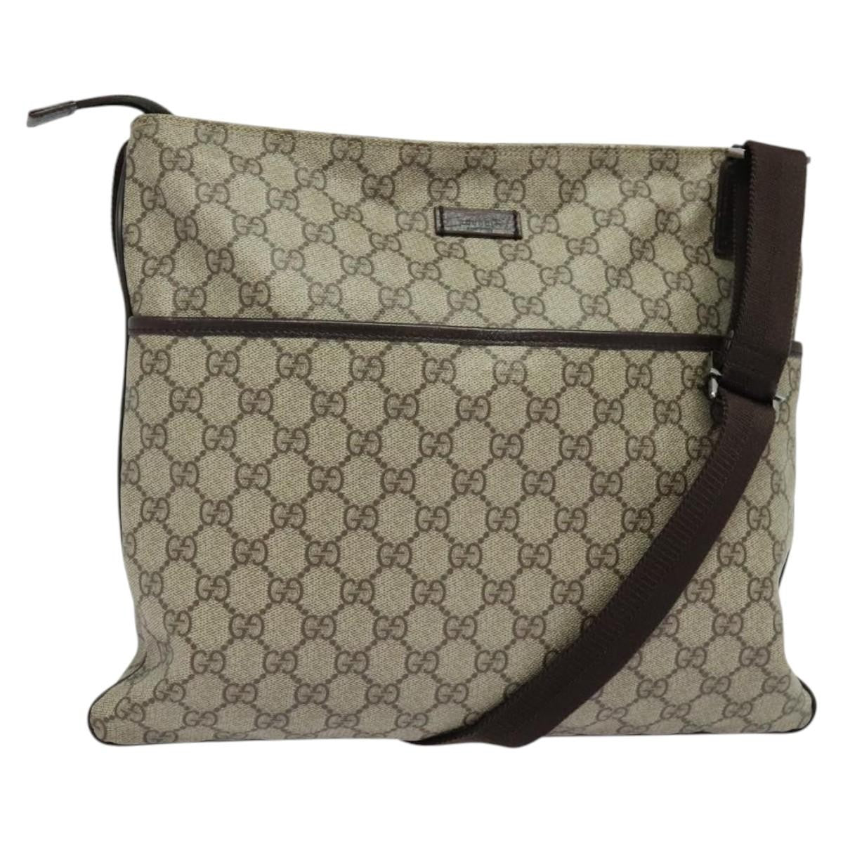 Gucci Zip Top Messenger Bag GG Coated Canvas, BEIGE, CANVAS, Shoulder bag
