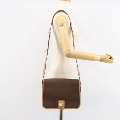 Celine Vintage Macadam Shoulder Bag Canvas and Leather, BROWN, CANVAS, Shoulder bag