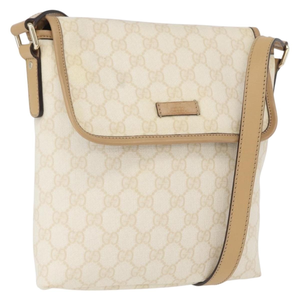 Gucci Flap Messenger GG Coated Canvas, Beige, Canvas, Shoulder Bag
