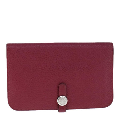 Hermes Dogon Duo Combined Wallet Leather, RED, LEATHER, Wallets
