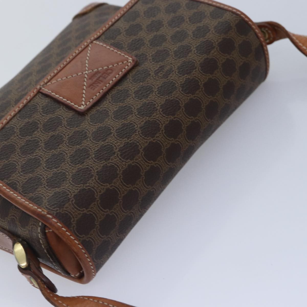 Celine Vintage Macadam Shoulder Bag Canvas and Leather, BROWN, CANVAS, Shoulder bag