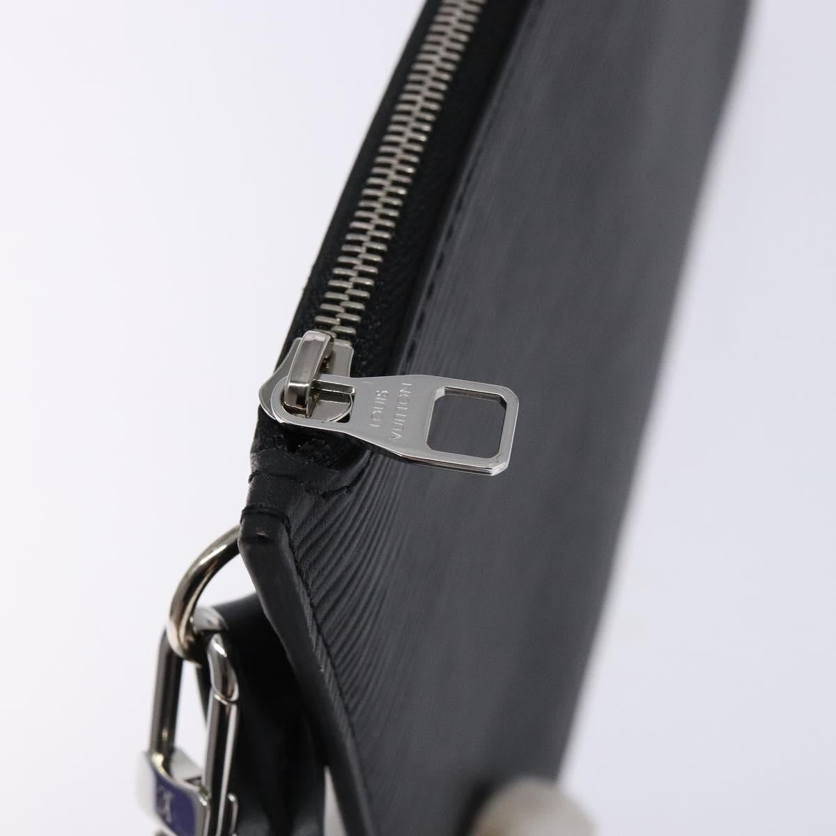 Louis Vuitton Neverfull Pochette Epi Leather, BLACK, LEATHER, Tote bag