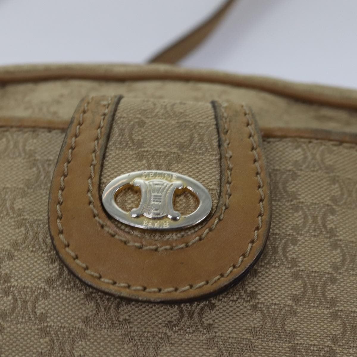 Celine Macadam Shoulder Bag Canvas, BEIGE, CANVAS, Shoulder bag