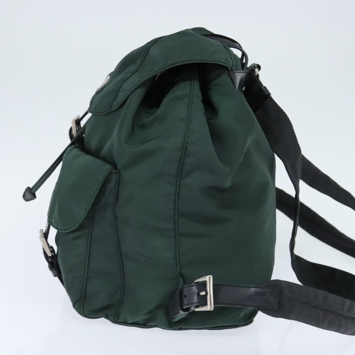 Prada Vela Double Front Pocket Backpack Tessuto with Saffiano Leather, Khaki, Nylon, Backpack