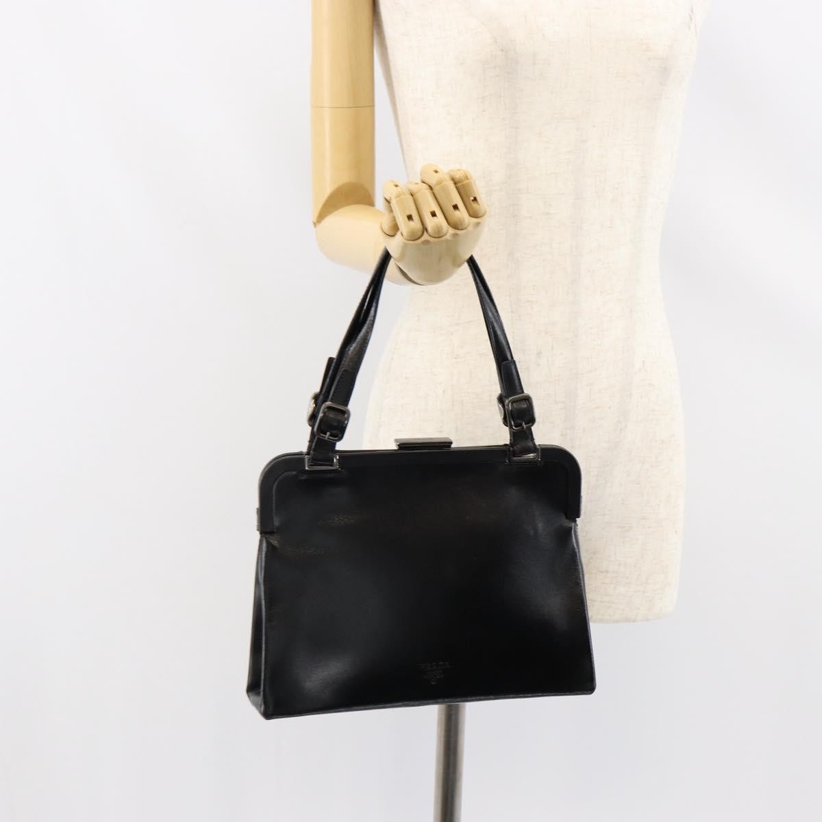 Prada Vintage Handbag Leather, BLACK, LEATHER, Handbag