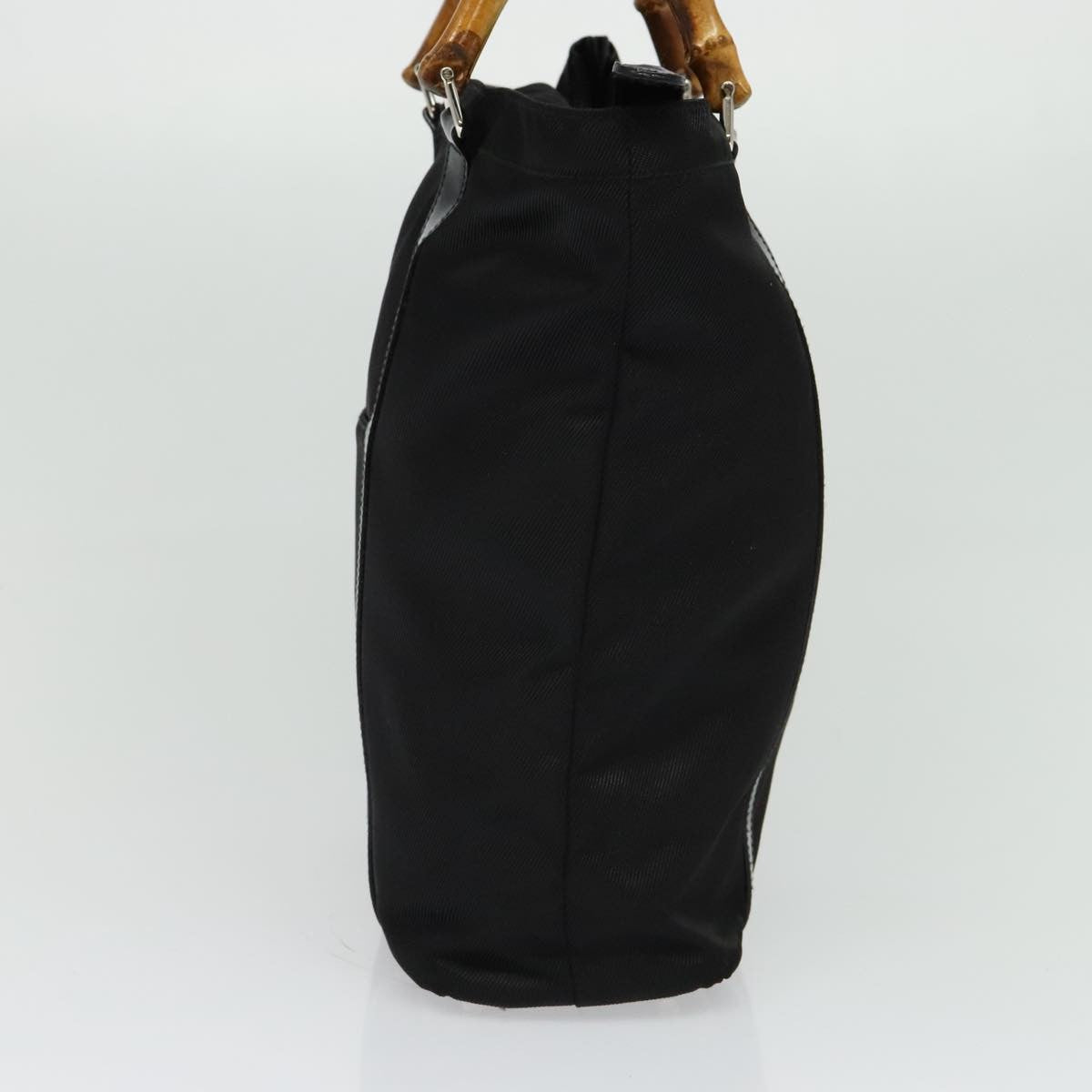 Gucci Vintage Bamboo Handle Tote Nylon, Black, Nylon, Tote Bag