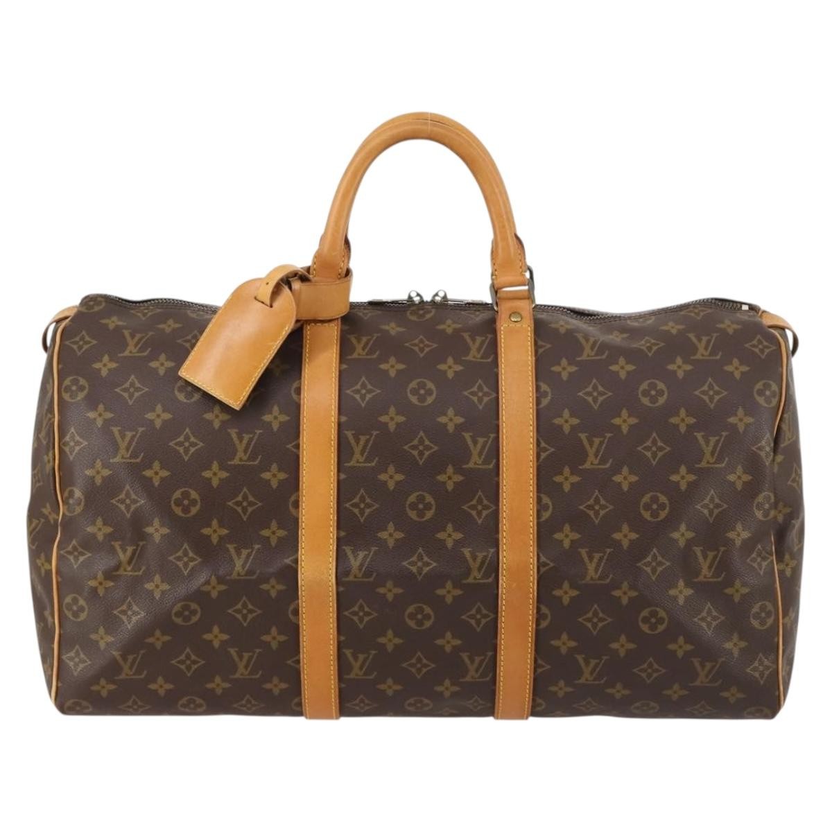 Louis Vuitton Keepall Bag Monogram Canvas, BROWN, CANVAS, Travel bag