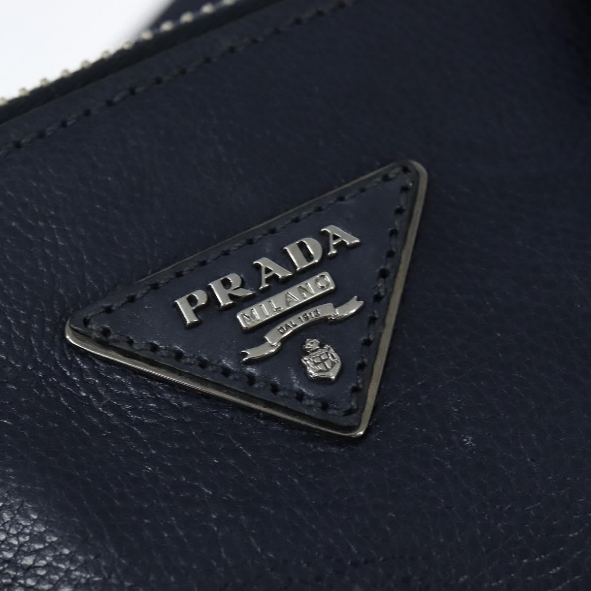 Prada Cuir Convertible Shopping Tote Leather, NAVY, LEATHER, Handbag