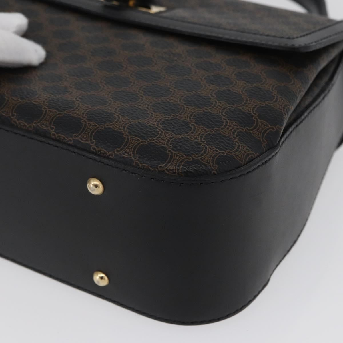 Celine Vintage Convertible Top Handle Bag Macadam Coated Canvas, Black, Canvas, Handbag