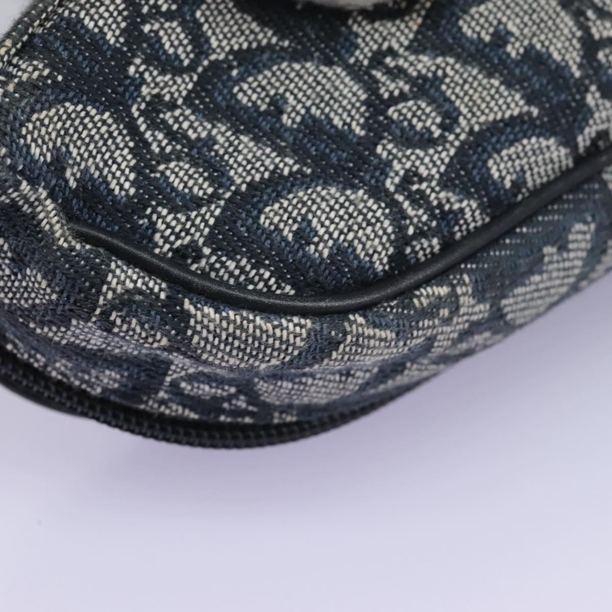 Christian Dior Vintage Saddle Coin Purse Diorissimo Canvas, NAVY, CANVAS, Clutche & pouche