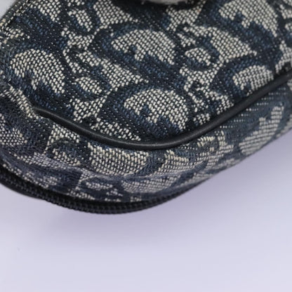 Christian Dior Vintage Saddle Coin Purse Diorissimo Canvas, NAVY, CANVAS, Clutche & pouche