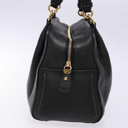 Salvatore Ferragamo Gancini handbag Leather, BLACK, LEATHER, Handbag