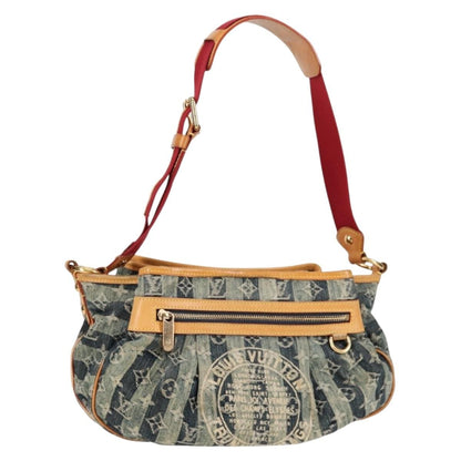 Louis Vuitton Porte Epaule Raye Handbag Striped Monogram Denim, BLUE, DENIM_JEANS, Handbag