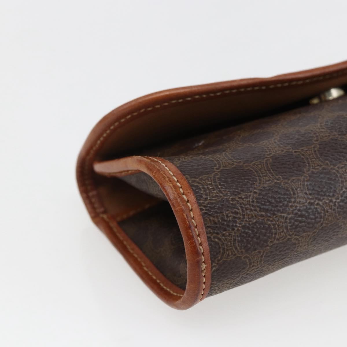 Celine Macadam Pochette Canvas and Leather, BROWN, CANVAS, Clutche & pouche