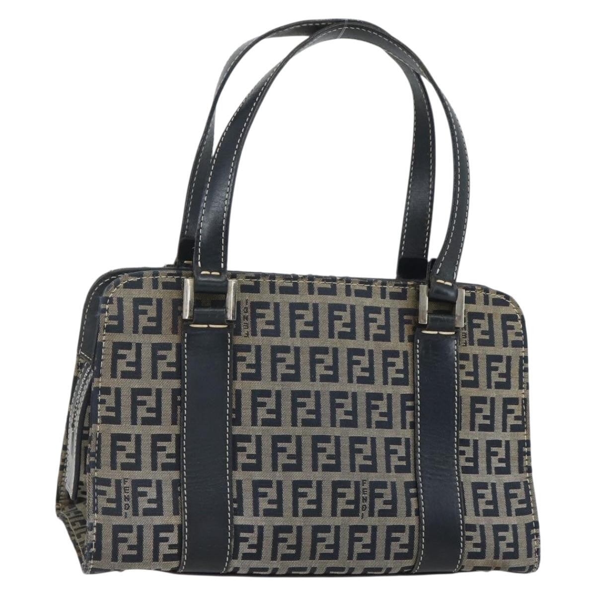 Fendi Vintage Satchel Zucchino Canvas, NAVY, CANVAS, Handbag