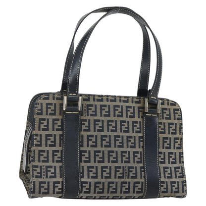 Fendi Vintage Satchel Zucchino Canvas, NAVY, CANVAS, Handbag