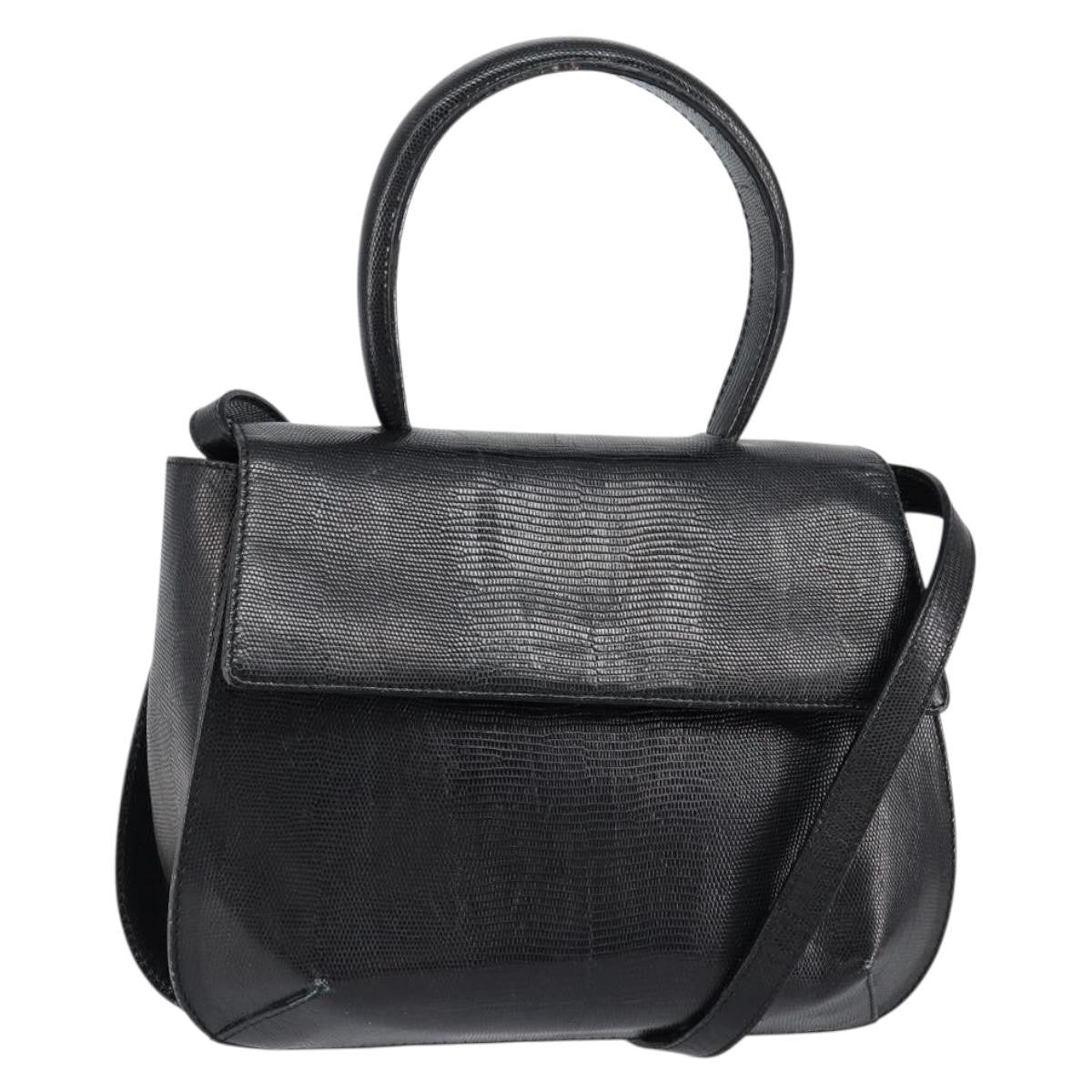 Salvatore Ferragamo Vintage Handbag Leather, BLACK, LEATHER, Handbag