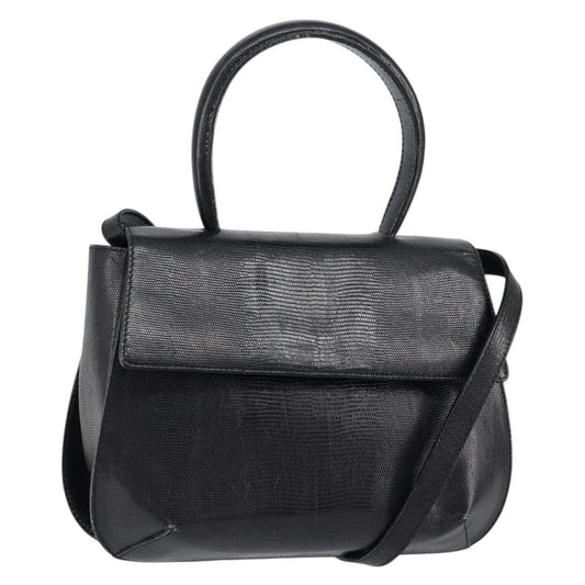 Salvatore Ferragamo Vintage Handbag Leather, BLACK, LEATHER, Handbag