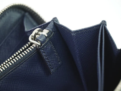 Prada Saffiano Wallet Leather, NAVY, LEATHER, Wallets