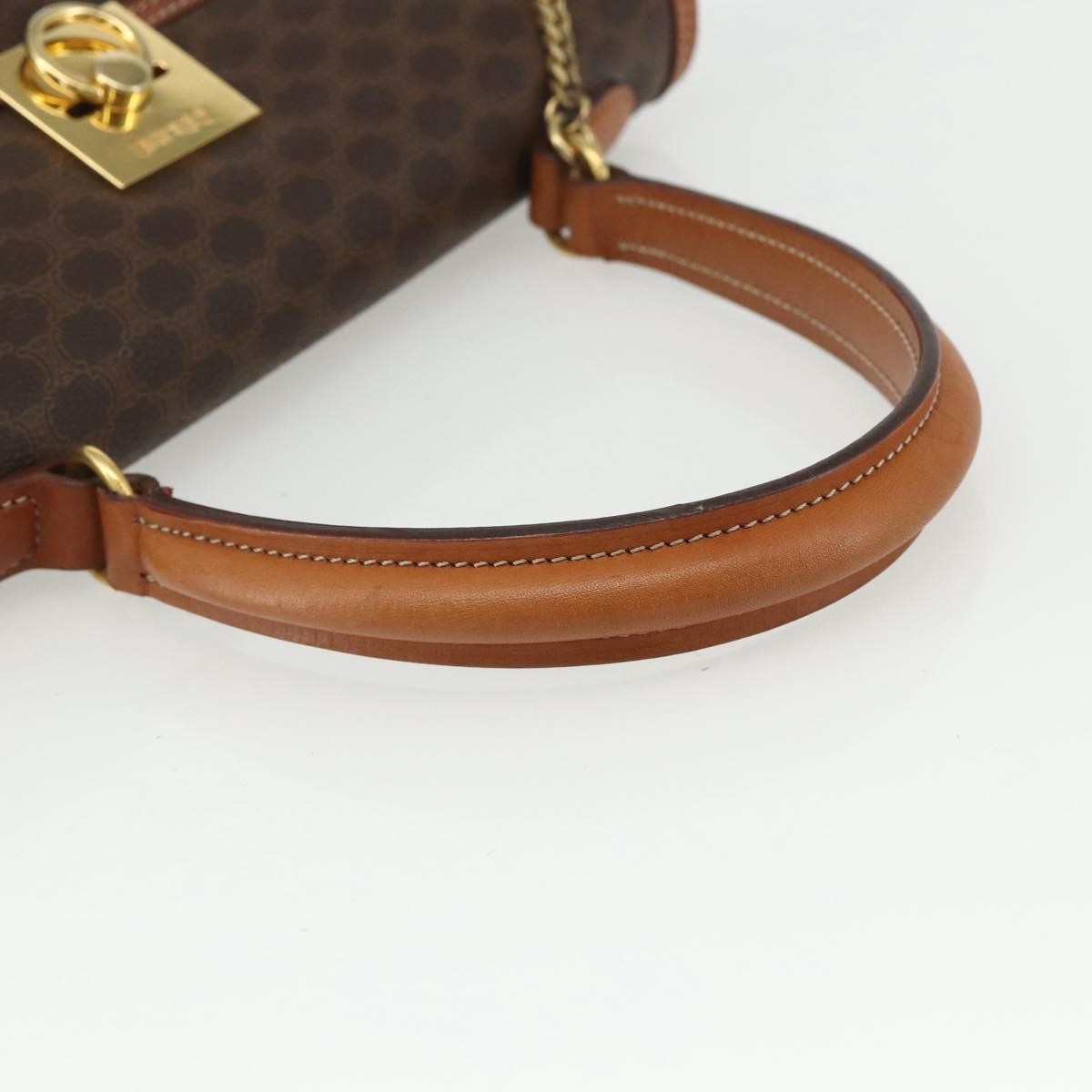 Celine Vintage Macadam Handbag Canvas and Leather, BROWN, CANVAS, Handbag