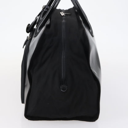 Gucci Travel Boston Bag Leather with Nylon, BLACK, LEATHER, Travel bag